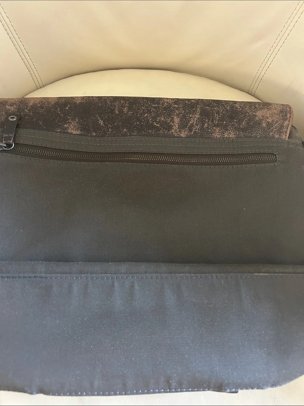Rare Vintage Lacoste distressed cowhide & canvas men’s Messenger Bag